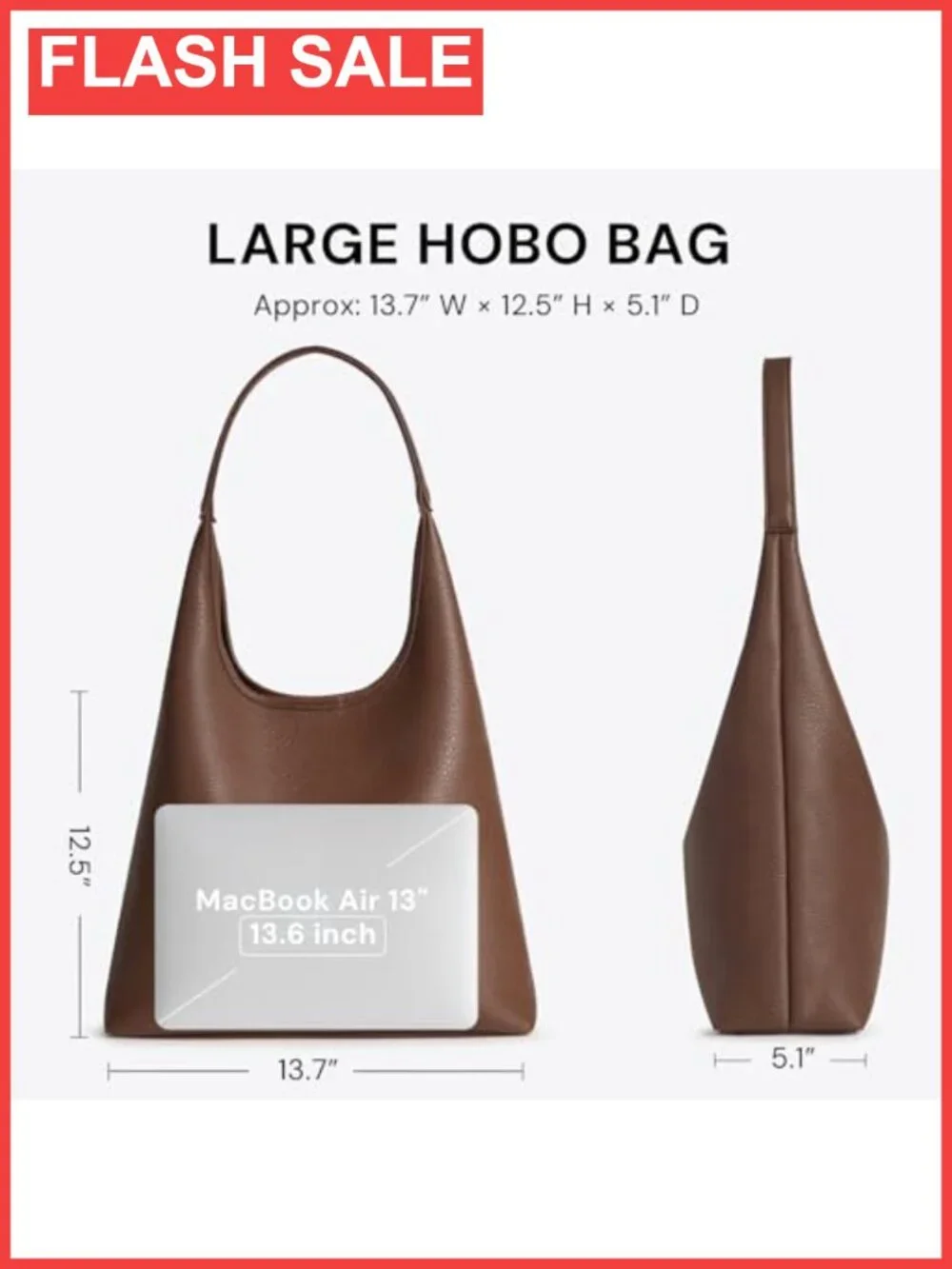Large Slouchy Hobo Shoulder Bag Vegan Leather 2-Piece Purse Set with Mini Purse